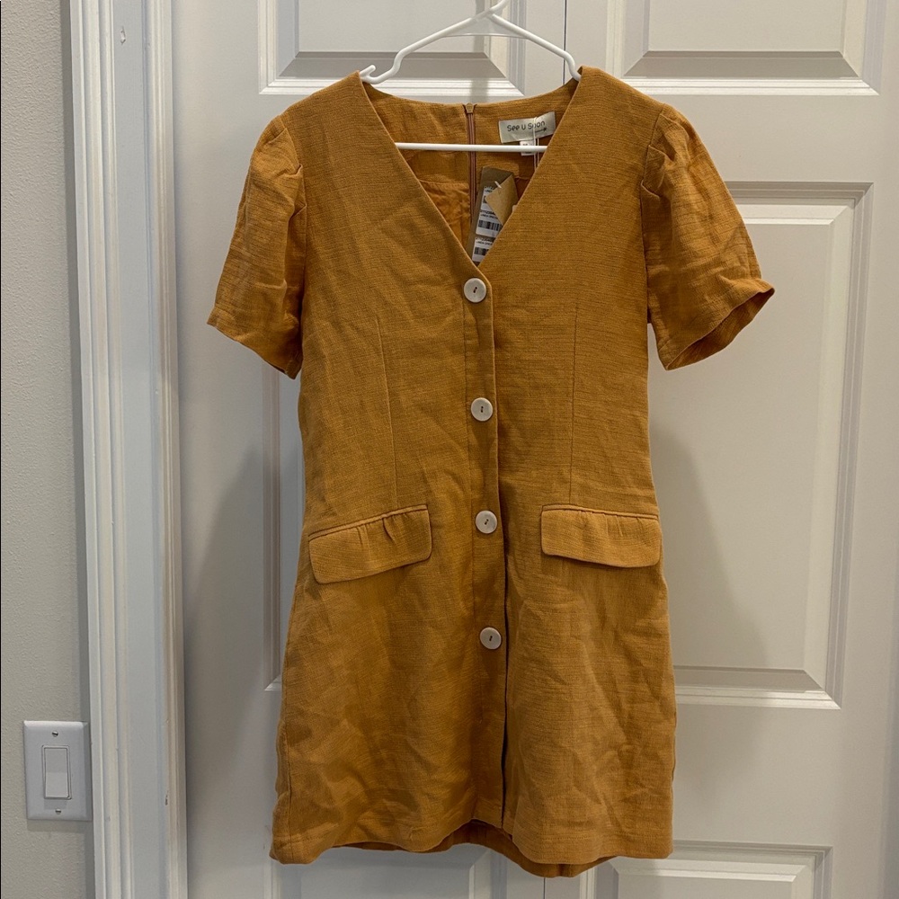 Mustard yellow/gold Button-Down Dress